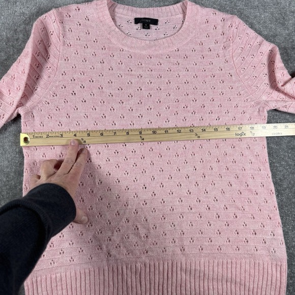 J.Crew Sweater Women's Medium Pink Pointelle Crew Neck Wool Alpaca Blend - Picture 5 of 6